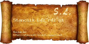 Stancsik Lóránt névjegykártya